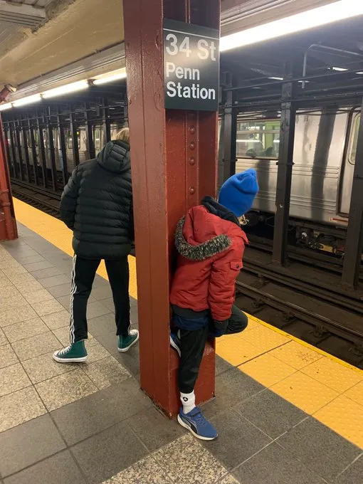 Straphangers in Manhattan